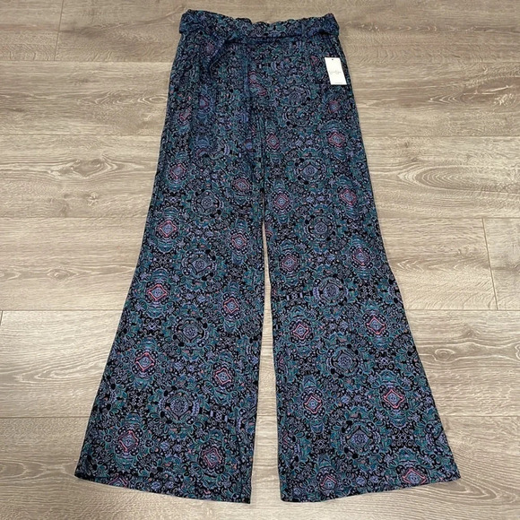 NWT Jessica Simpson Black Paisley Wide Leg Pants S - Picture 7 of 16